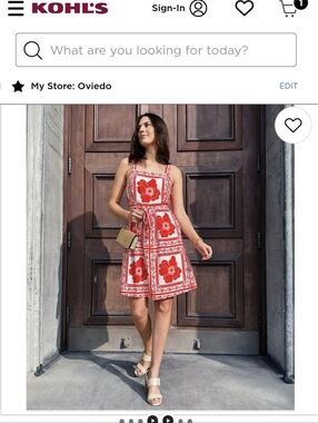 Draper James Red and White Floral Square-Neck Mini Dress